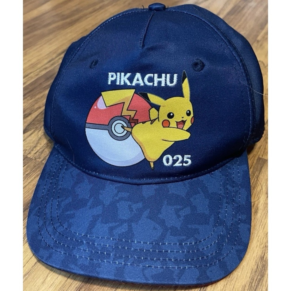 Pokemon Pikachu Hat Youth Boys One Size Blue Camo Snapback Baseball Cap Twill